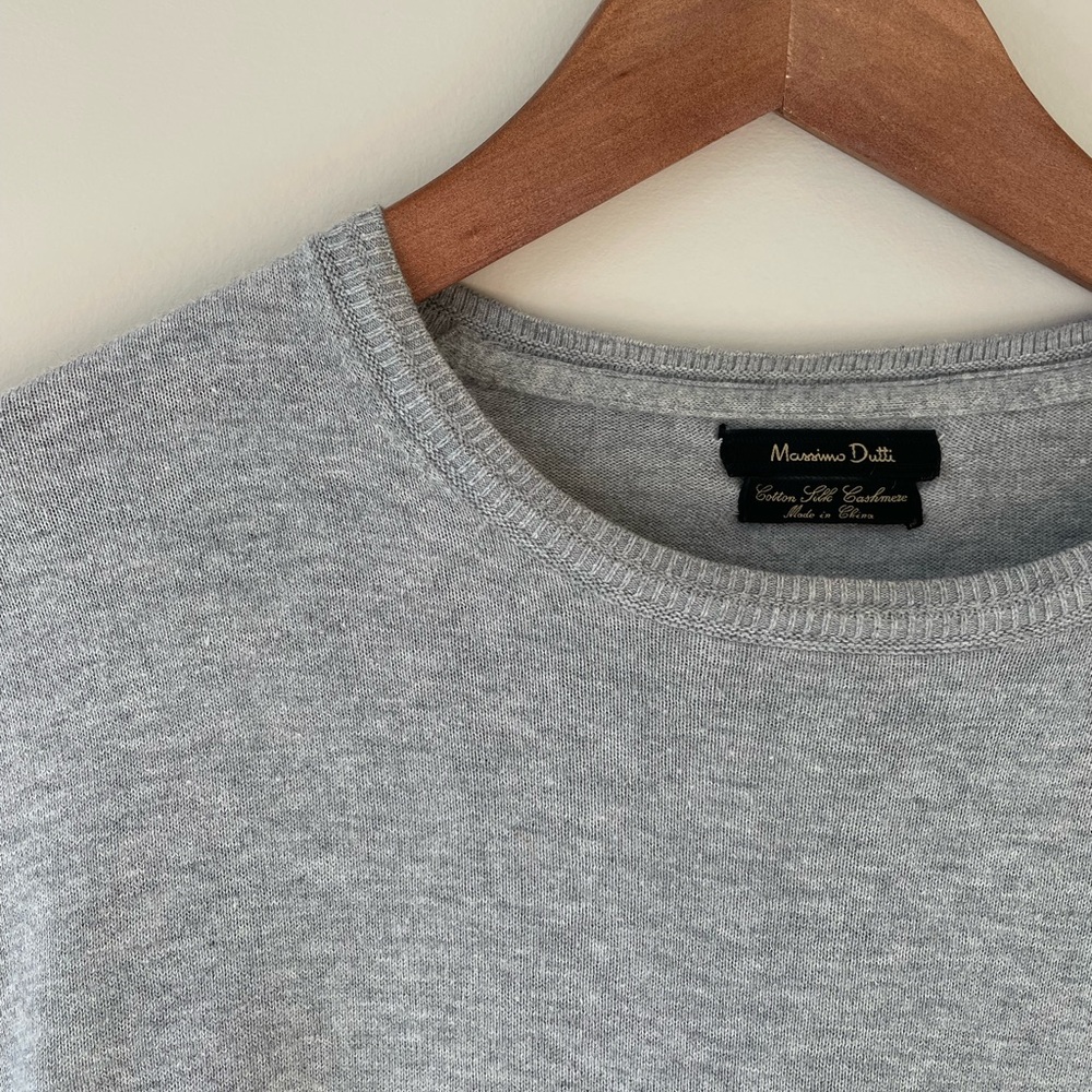 Massimo Dutti Light Gray Crewneck Sweater